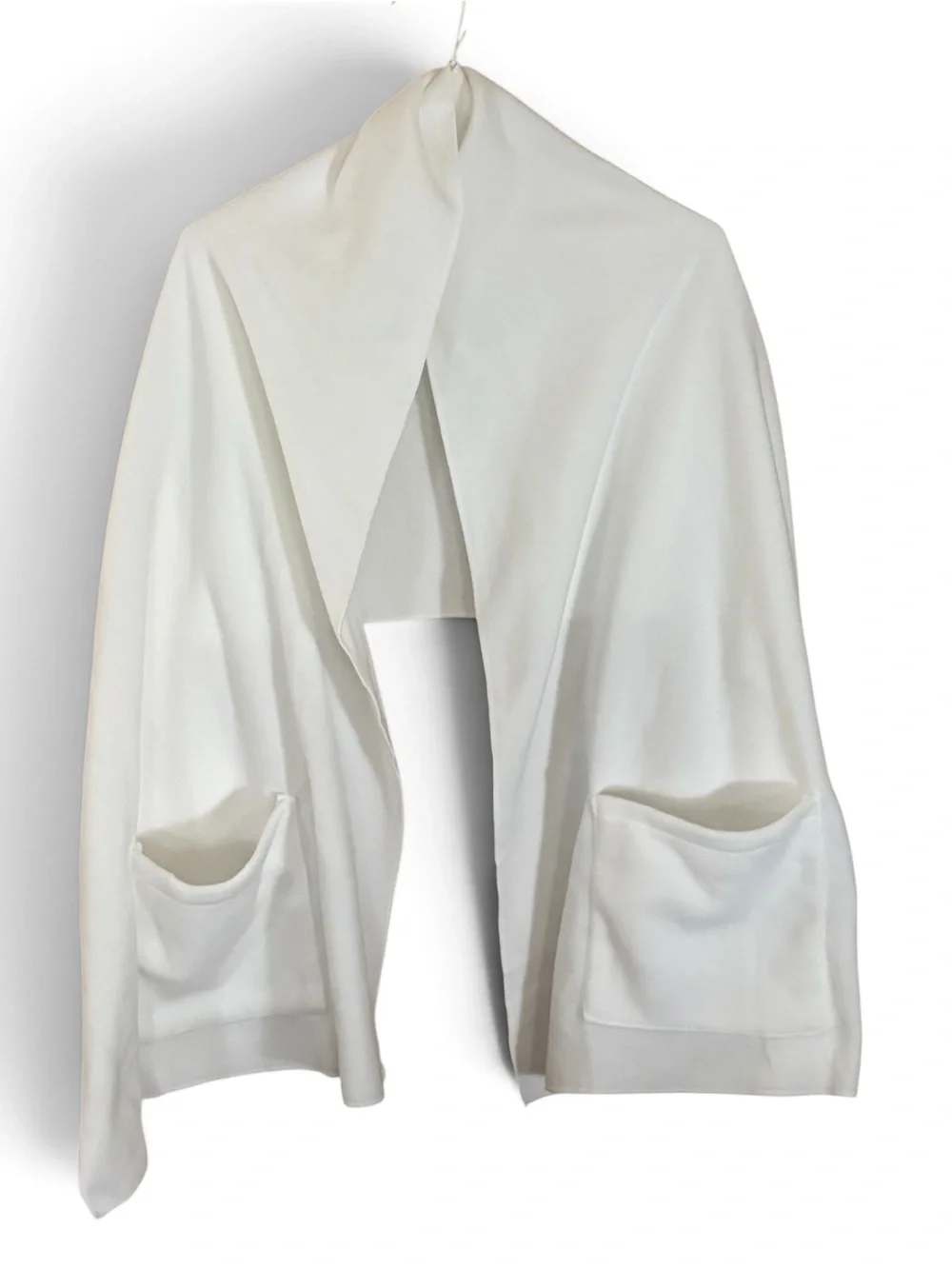 NWOT White Fleece Scarf Wrap with Patch Pockets